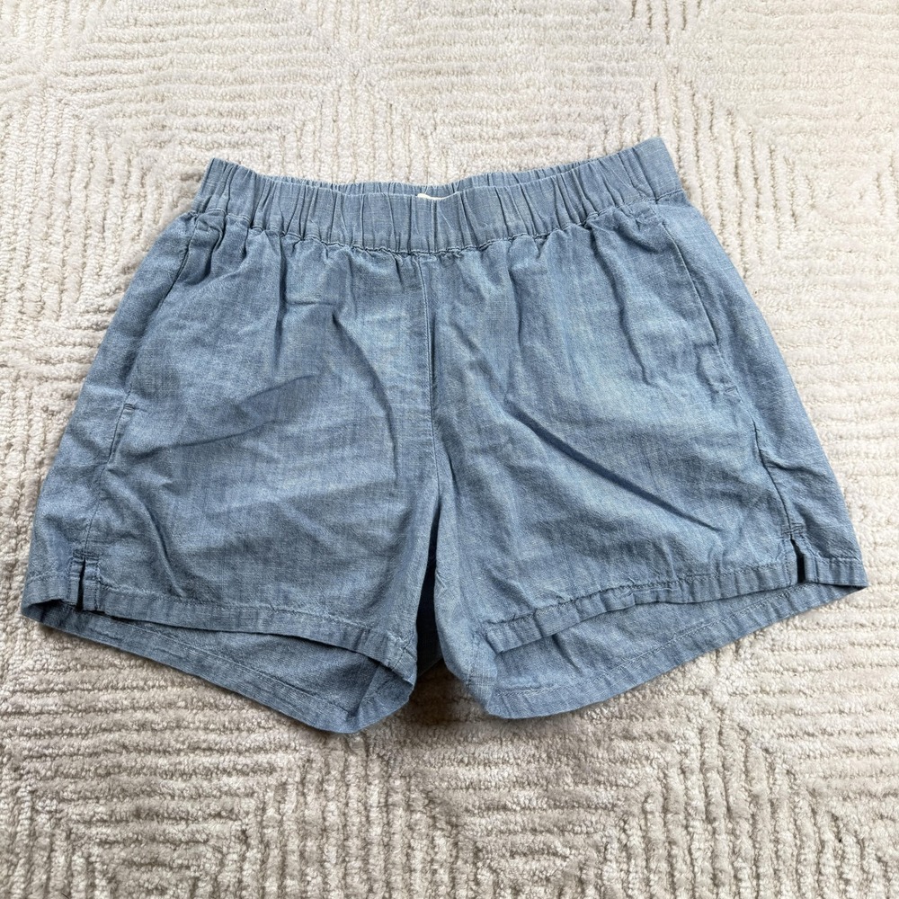 Madewell Chino Shorts Womens XXS Blue Chambray Pull On Elastic Waist Casual